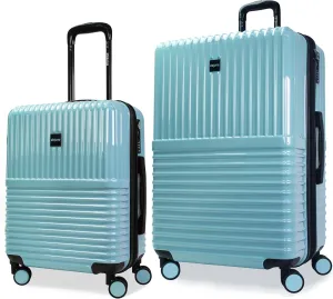 World Traveler Dejuno Tonal Lightweight Polycarbonate Hardside Expandable Spinner Luggage Suitcase with TSA Lock, Glacier, 2-Piece Set(20in,28in)
