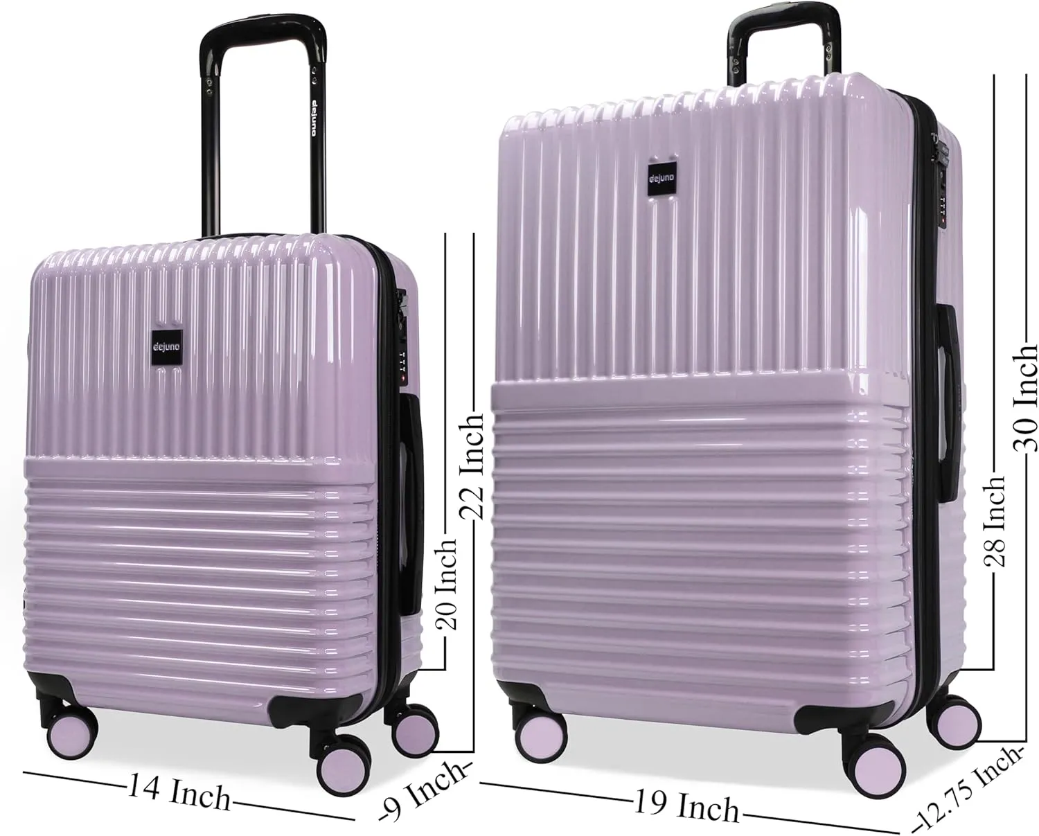 World Traveler Dejuno Tonal Lightweight Polycarbonate Hardside Expandable Spinner Luggage Suitcase with TSA Lock, Lavender, 2-Piece Set(20in,28in)