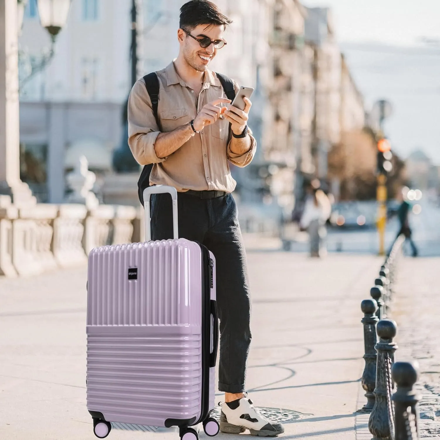 World Traveler Dejuno Tonal Lightweight Polycarbonate Hardside Expandable Spinner Luggage Suitcase with TSA Lock, Lavender, 28-inch