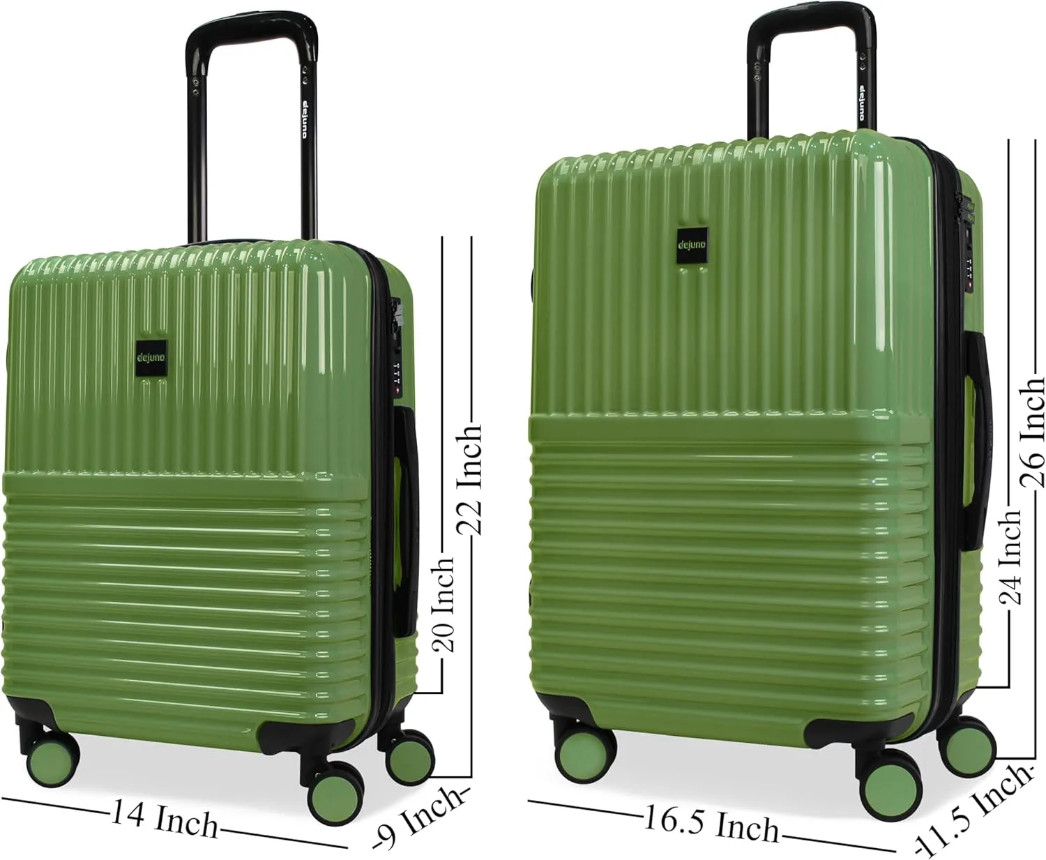 World Traveler Dejuno Tonal Lightweight Polycarbonate Hardside Expandable Spinner Luggage Suitcase with TSA Lock, Matcha, 2-Piece Set(20in,24in)