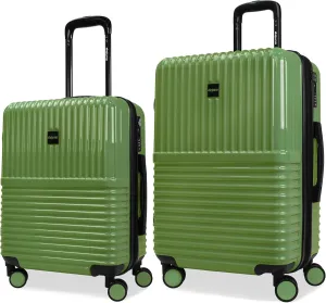 World Traveler Dejuno Tonal Lightweight Polycarbonate Hardside Expandable Spinner Luggage Suitcase with TSA Lock, Matcha, 2-Piece Set(20in,24in)