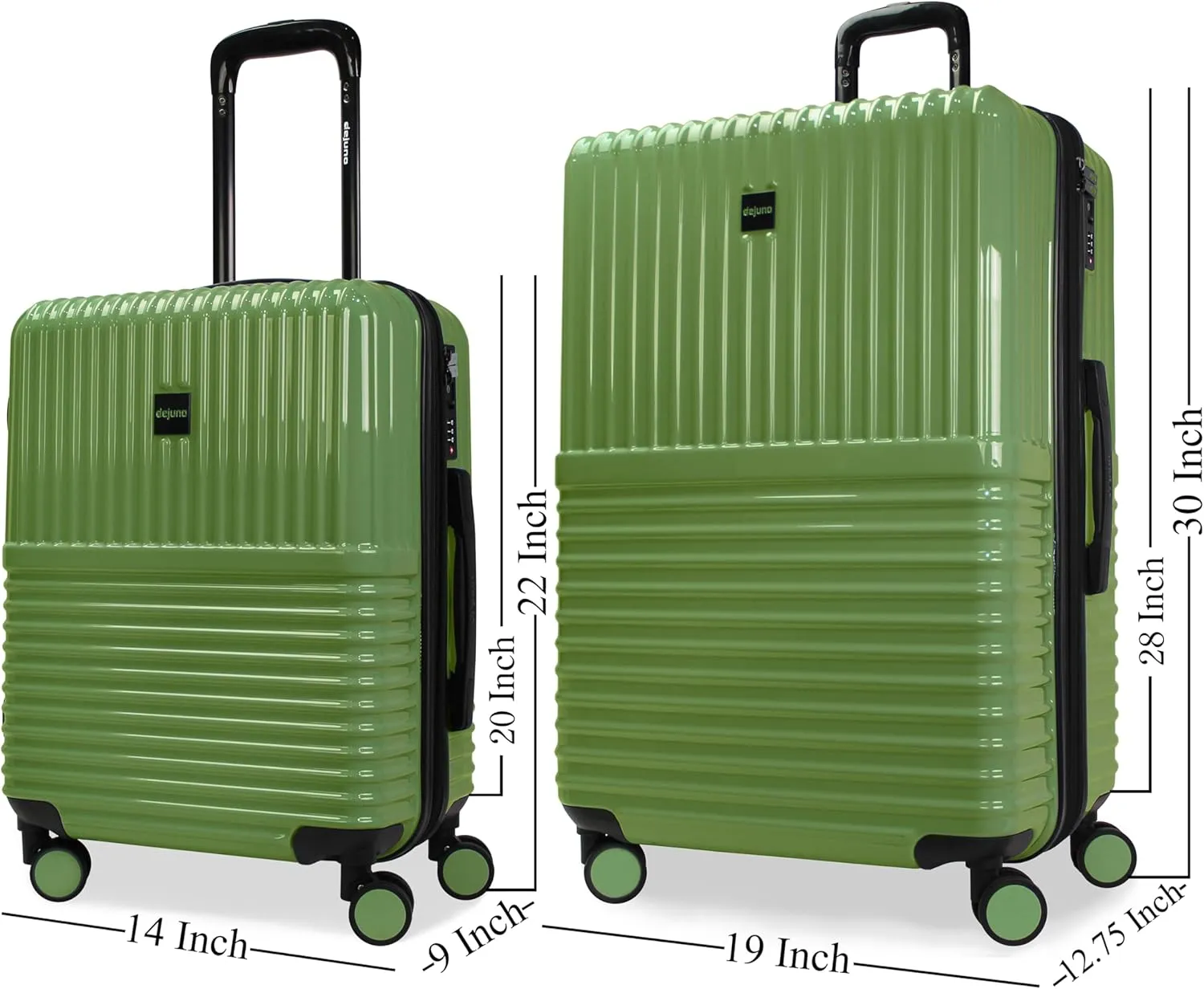 World Traveler Dejuno Tonal Lightweight Polycarbonate Hardside Expandable Spinner Luggage Suitcase with TSA Lock, Matcha, 2-Piece Set(20in,28in)