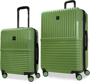 World Traveler Dejuno Tonal Lightweight Polycarbonate Hardside Expandable Spinner Luggage Suitcase with TSA Lock, Matcha, 2-Piece Set(20in,28in)