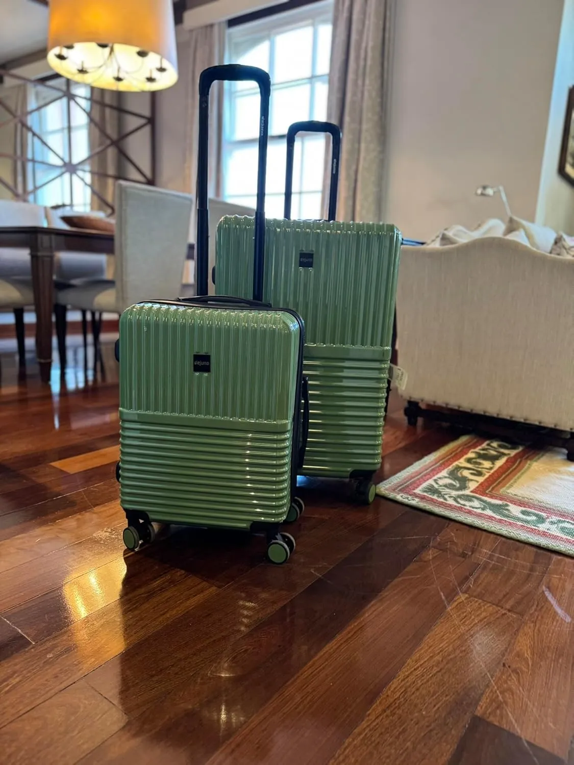 World Traveler Dejuno Tonal Lightweight Polycarbonate Hardside Expandable Spinner Luggage Suitcase with TSA Lock, Matcha, 2-Piece Set(20in,28in)