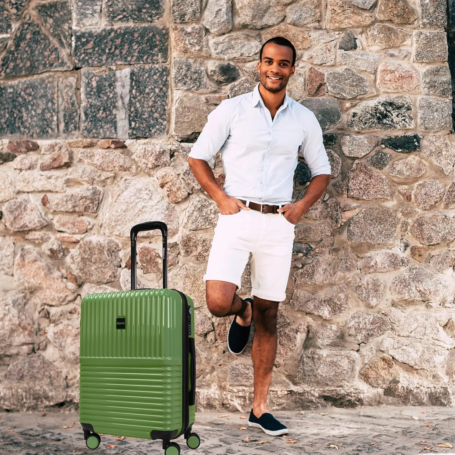 World Traveler Dejuno Tonal Lightweight Polycarbonate Hardside Expandable Spinner Luggage Suitcase with TSA Lock, Matcha, 2-Piece Set(20in,28in)