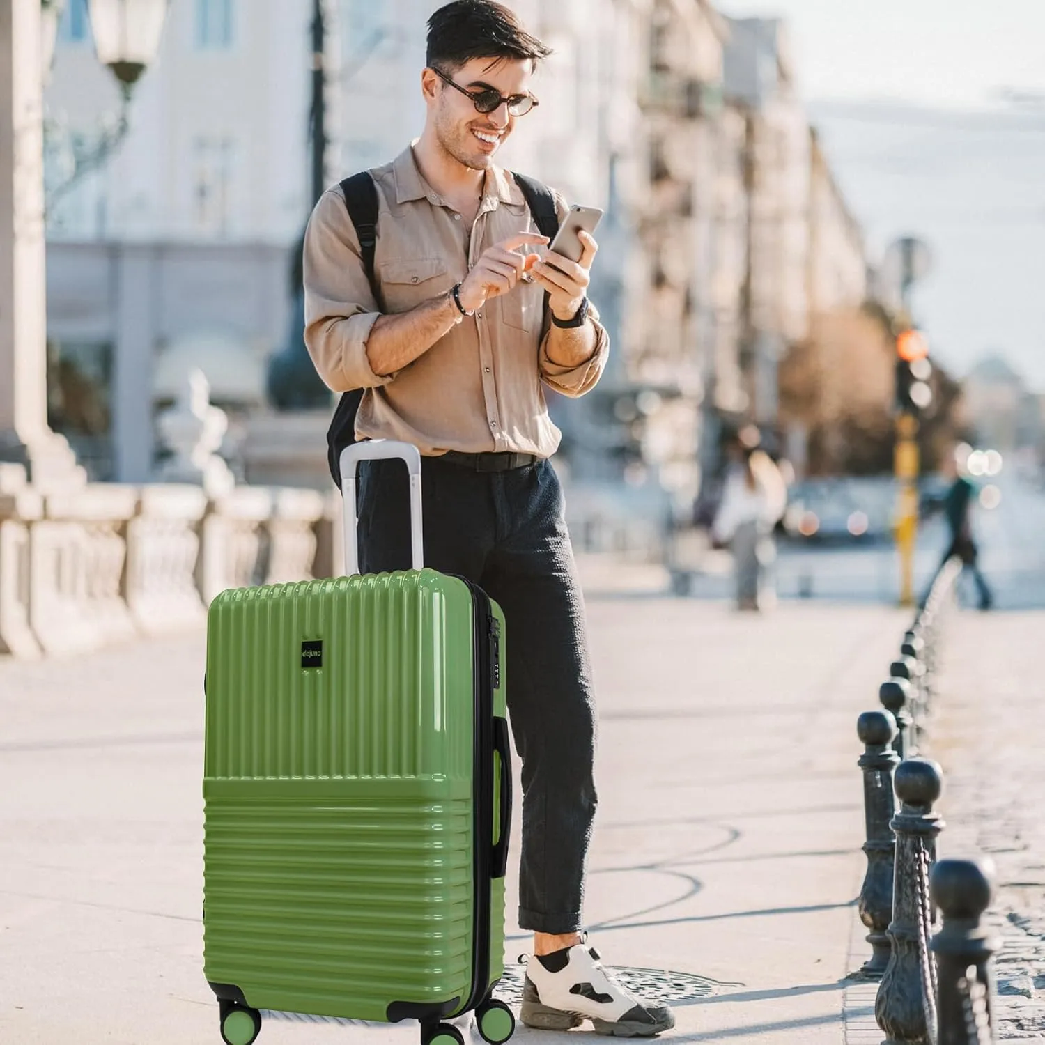 World Traveler Dejuno Tonal Lightweight Polycarbonate Hardside Expandable Spinner Luggage Suitcase with TSA Lock, Matcha, 28-inch