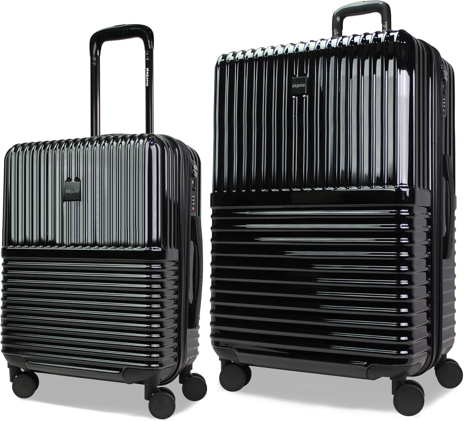 World Traveler Dejuno Tonal Lightweight Polycarbonate Hardside Expandable Spinner Luggage Suitcase with TSA Lock, Onyx, 2-Piece Set(20in,28in)