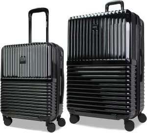 World Traveler Dejuno Tonal Lightweight Polycarbonate Hardside Expandable Spinner Luggage Suitcase with TSA Lock, Onyx, 2-Piece Set(20in,28in)