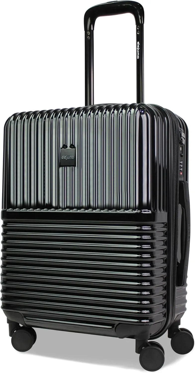 World Traveler Dejuno Tonal Lightweight Polycarbonate Hardside Expandable Spinner Luggage Suitcase with TSA Lock, Onyx, 20-inch