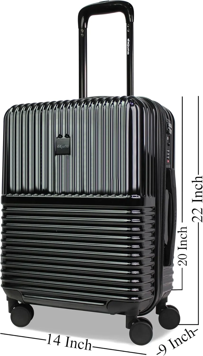 World Traveler Dejuno Tonal Lightweight Polycarbonate Hardside Expandable Spinner Luggage Suitcase with TSA Lock, Onyx, 20-inch