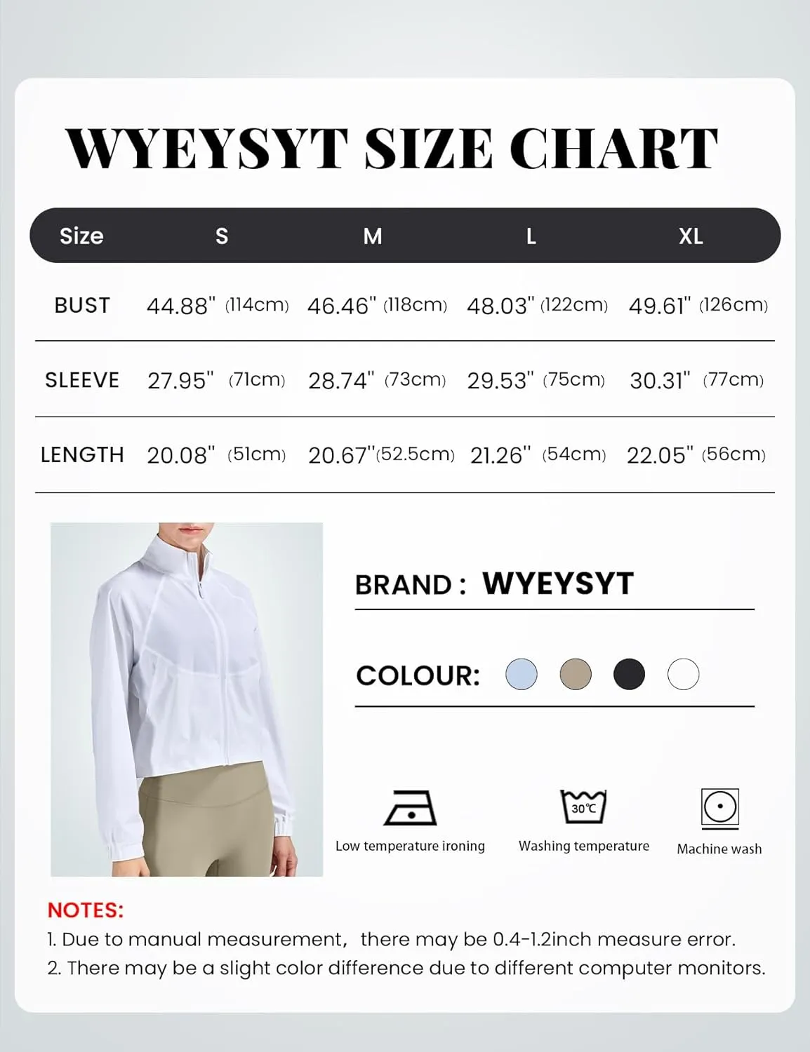 Wyeysyt Womens UPF 50  UV Sun Protection Cropped Jackets Athletic Workout Running Gym Cooling Shirts Zip Up Outdoor Jackets