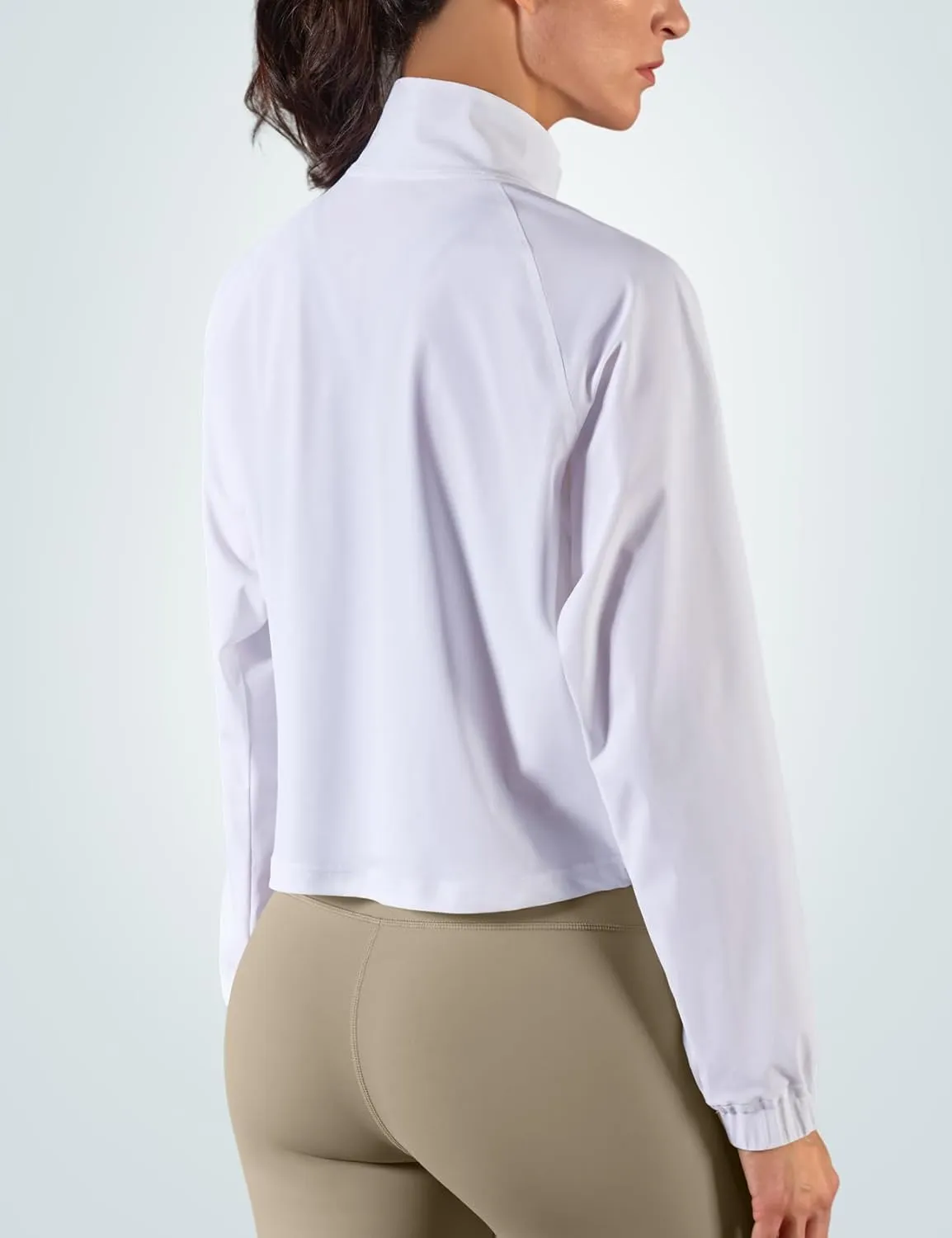 Wyeysyt Womens UPF 50  UV Sun Protection Cropped Jackets Athletic Workout Running Gym Cooling Shirts Zip Up Outdoor Jackets