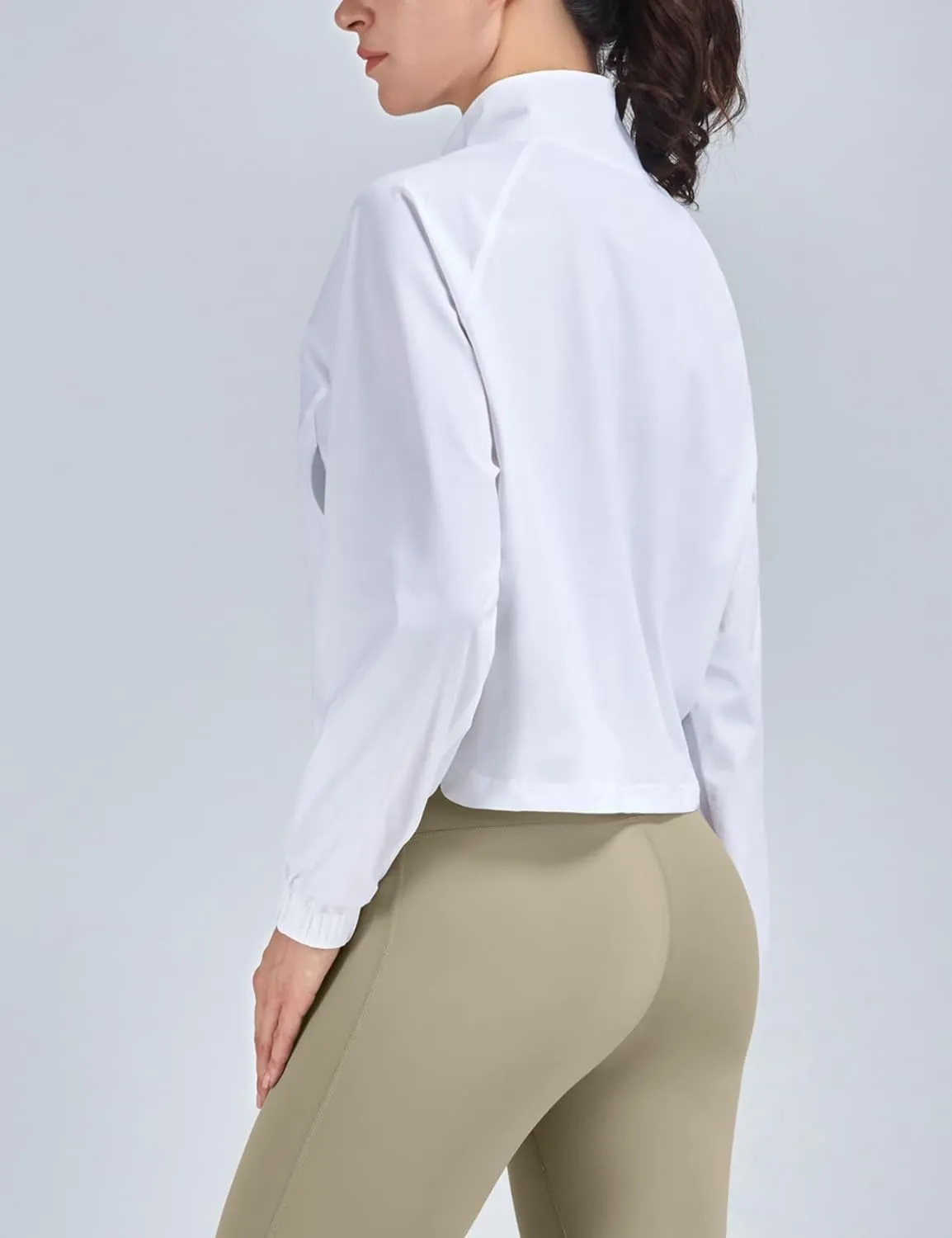 Wyeysyt Womens UPF 50  UV Sun Protection Cropped Jackets Athletic Workout Running Gym Cooling Shirts Zip Up Outdoor Jackets