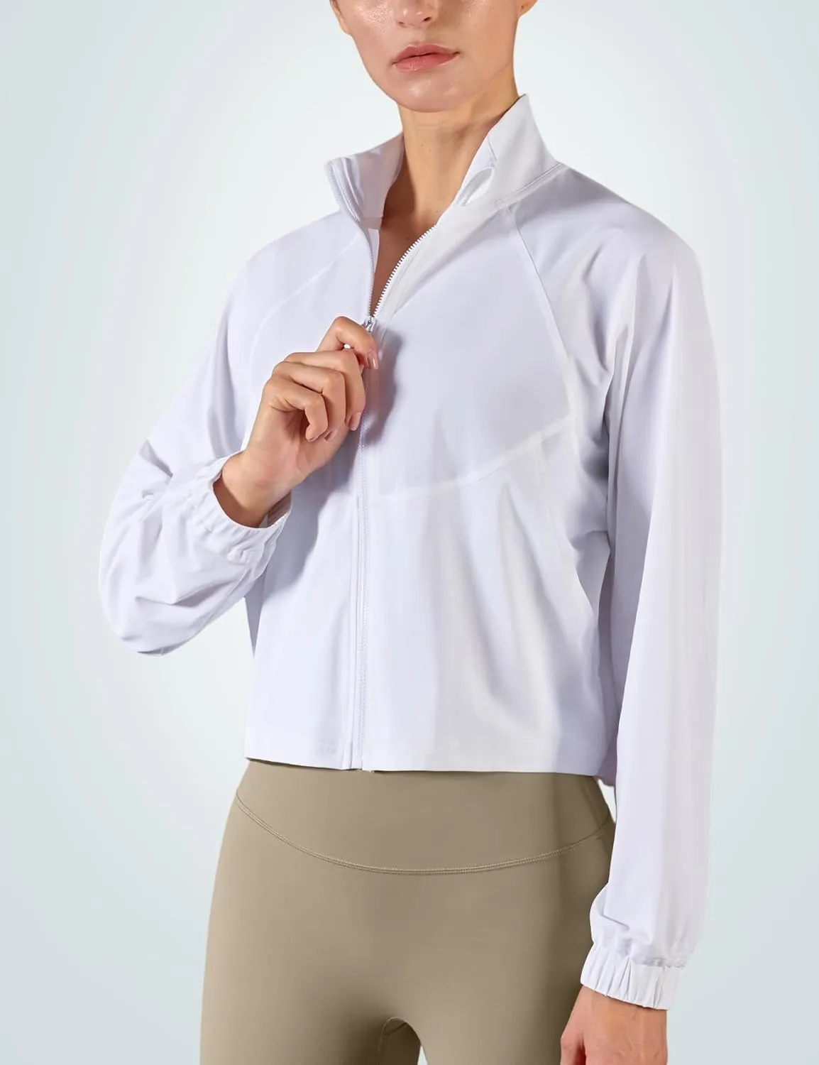 Wyeysyt Womens UPF 50  UV Sun Protection Cropped Jackets Athletic Workout Running Gym Cooling Shirts Zip Up Outdoor Jackets
