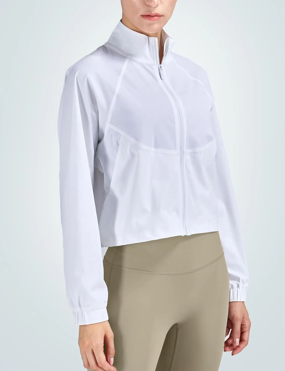 Wyeysyt Womens UPF 50  UV Sun Protection Cropped Jackets Athletic Workout Running Gym Cooling Shirts Zip Up Outdoor Jackets