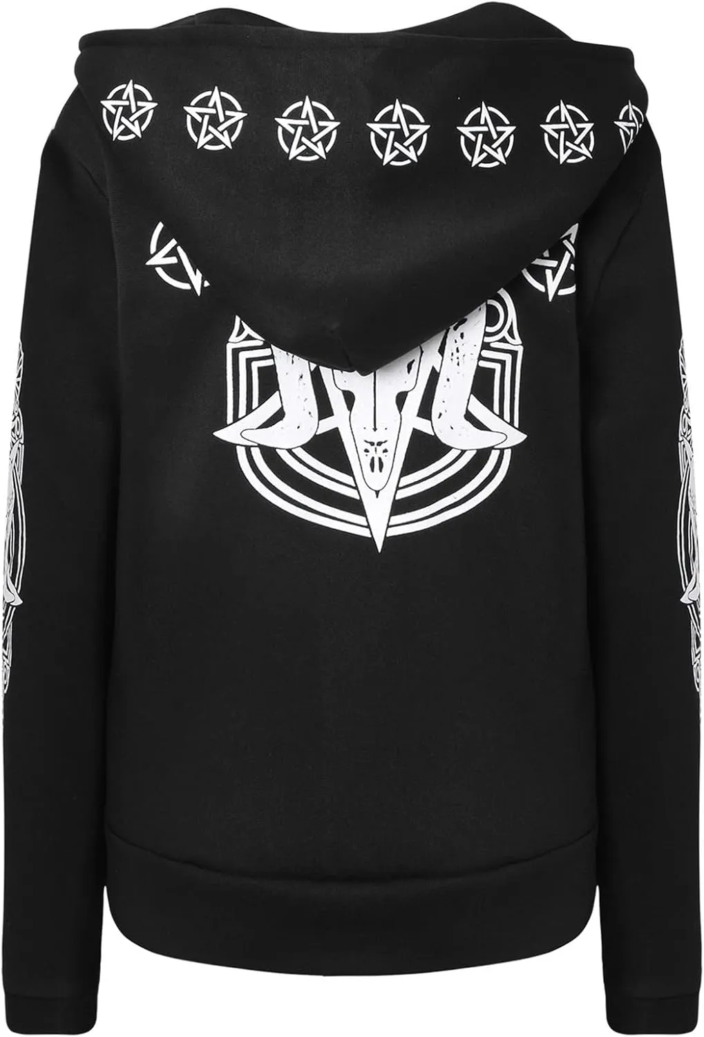 Xiaojmake Women Punk Gothic Sweatshirt Witchcraft Moon Long Hoodie Jacket Oversized Long Sleeve Zip Up Halloween Hooded Coats