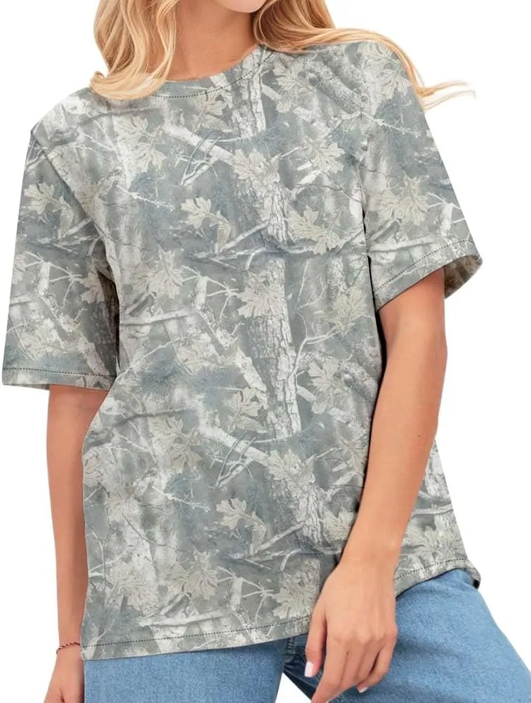 Y2k Camo Oversized Short Sleeve Crew Neck Baggy Shirts Maple Leaf Printed Tshirts Shirts for Women Men