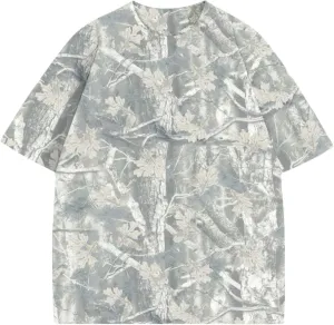 Y2k Camo Oversized Short Sleeve Crew Neck Baggy Shirts Maple Leaf Printed Tshirts Shirts for Women Men