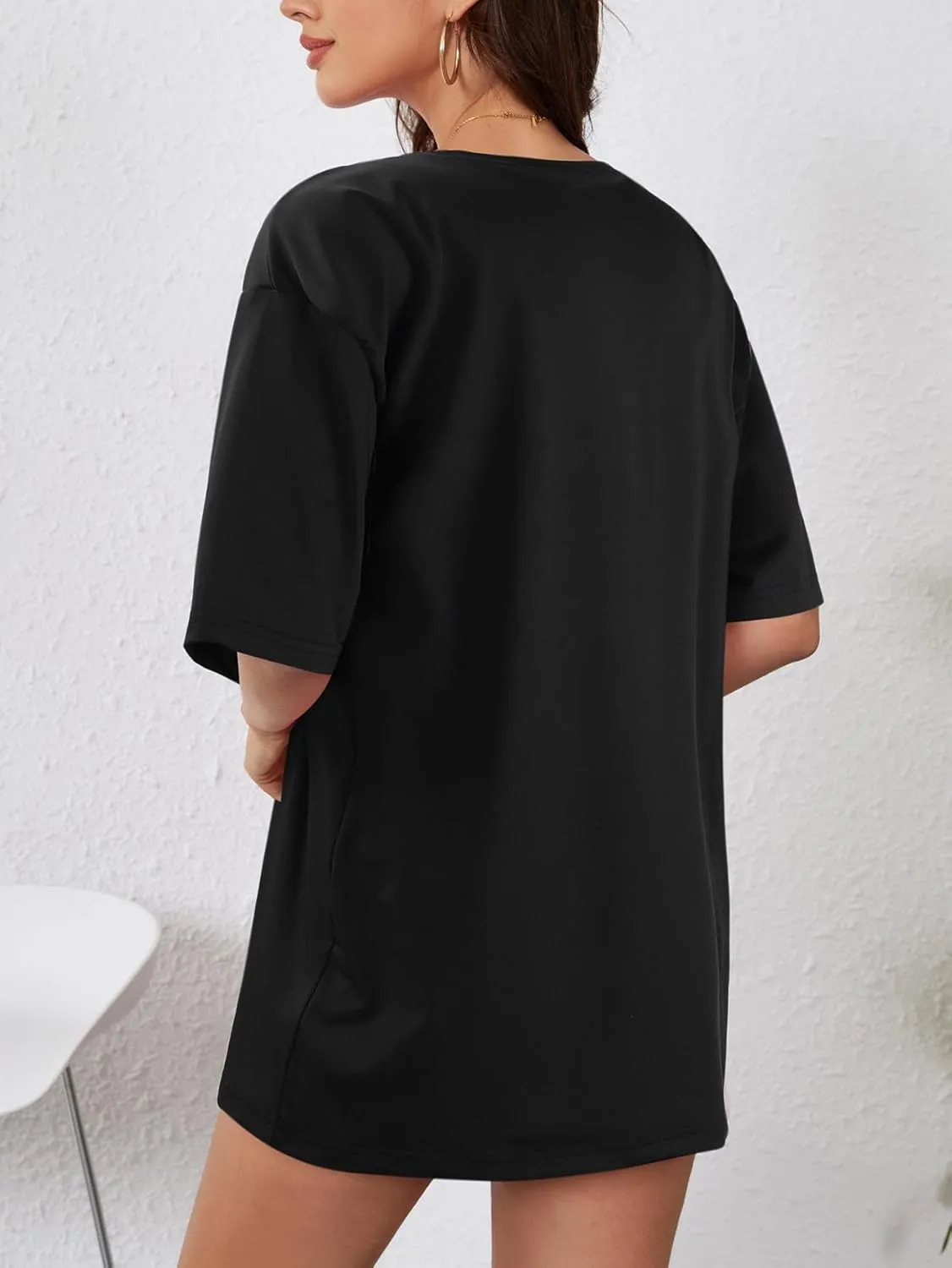 YIJIU Women's Graphic Oversized T Shirts Letter Print Short Sleeve Loose Casual Summer Tops