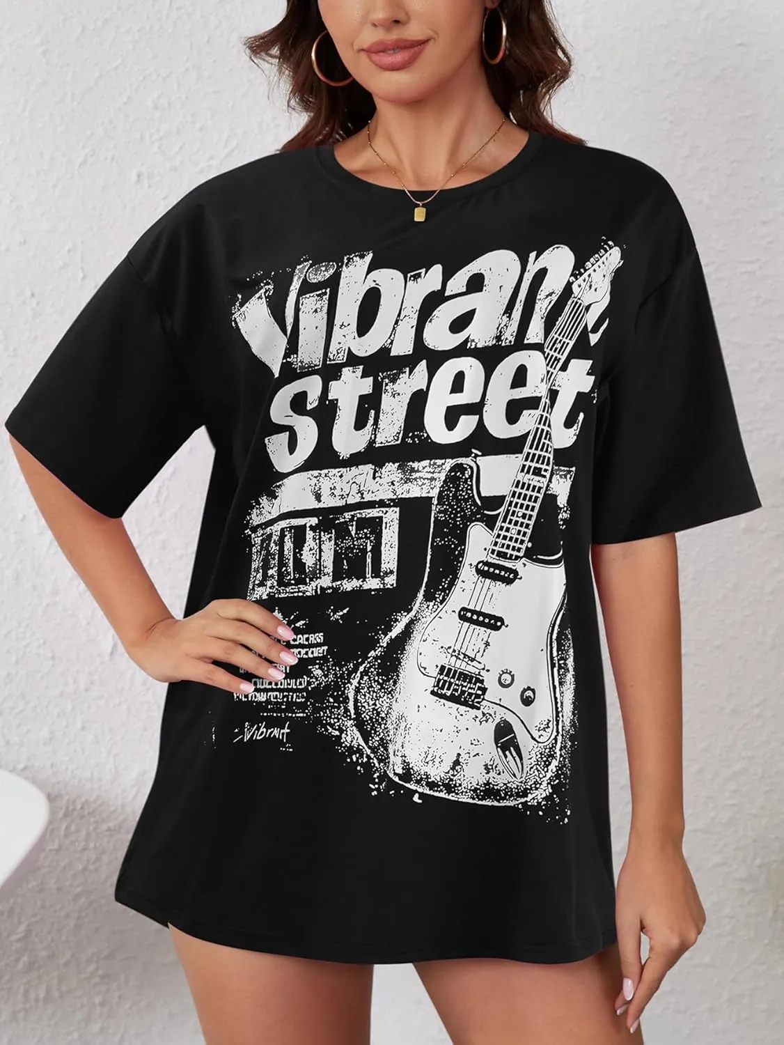 YIJIU Women's Graphic Oversized T Shirts Letter Print Short Sleeve Loose Casual Summer Tops