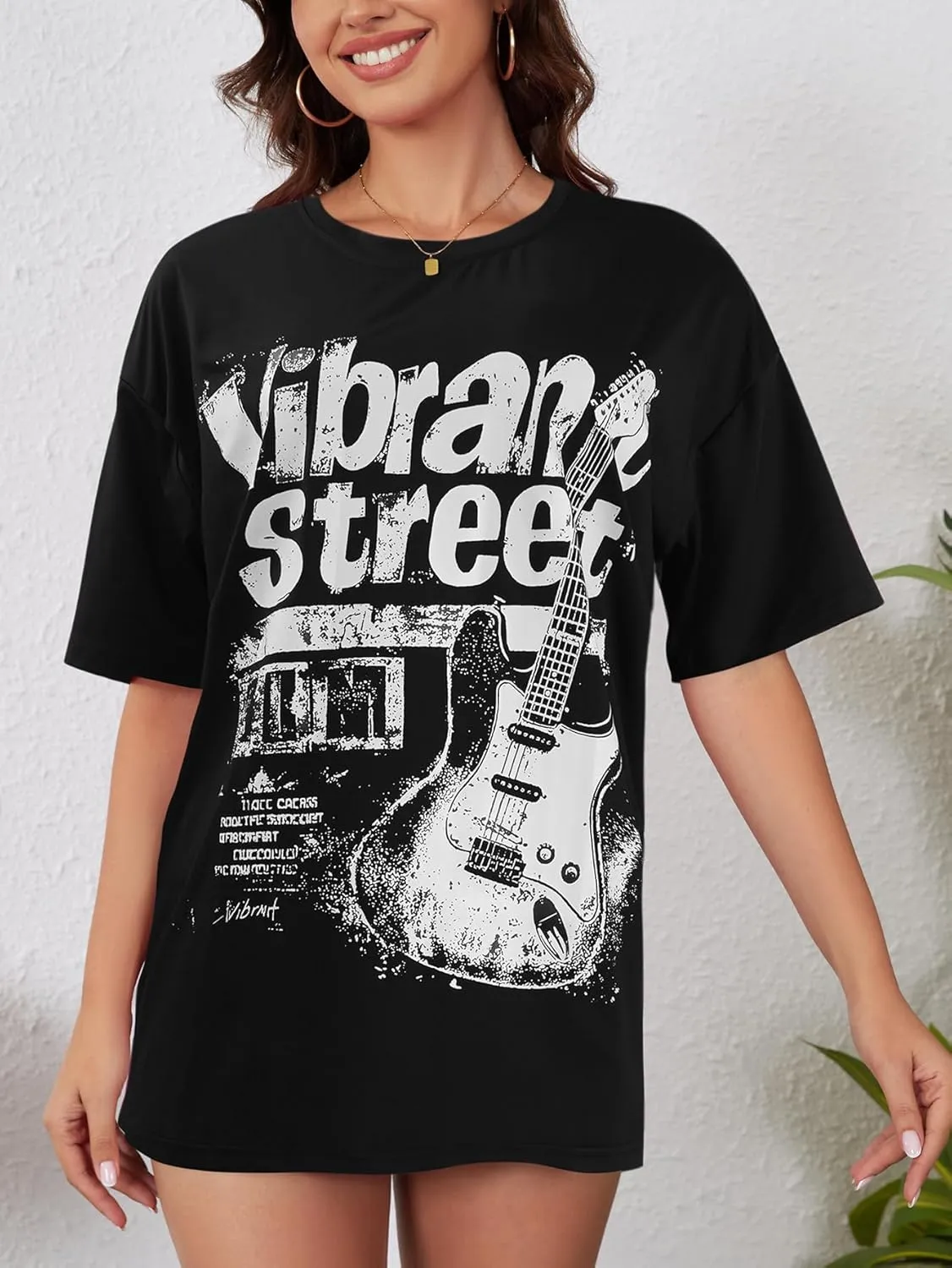 YIJIU Women's Graphic Oversized T Shirts Letter Print Short Sleeve Loose Casual Summer Tops