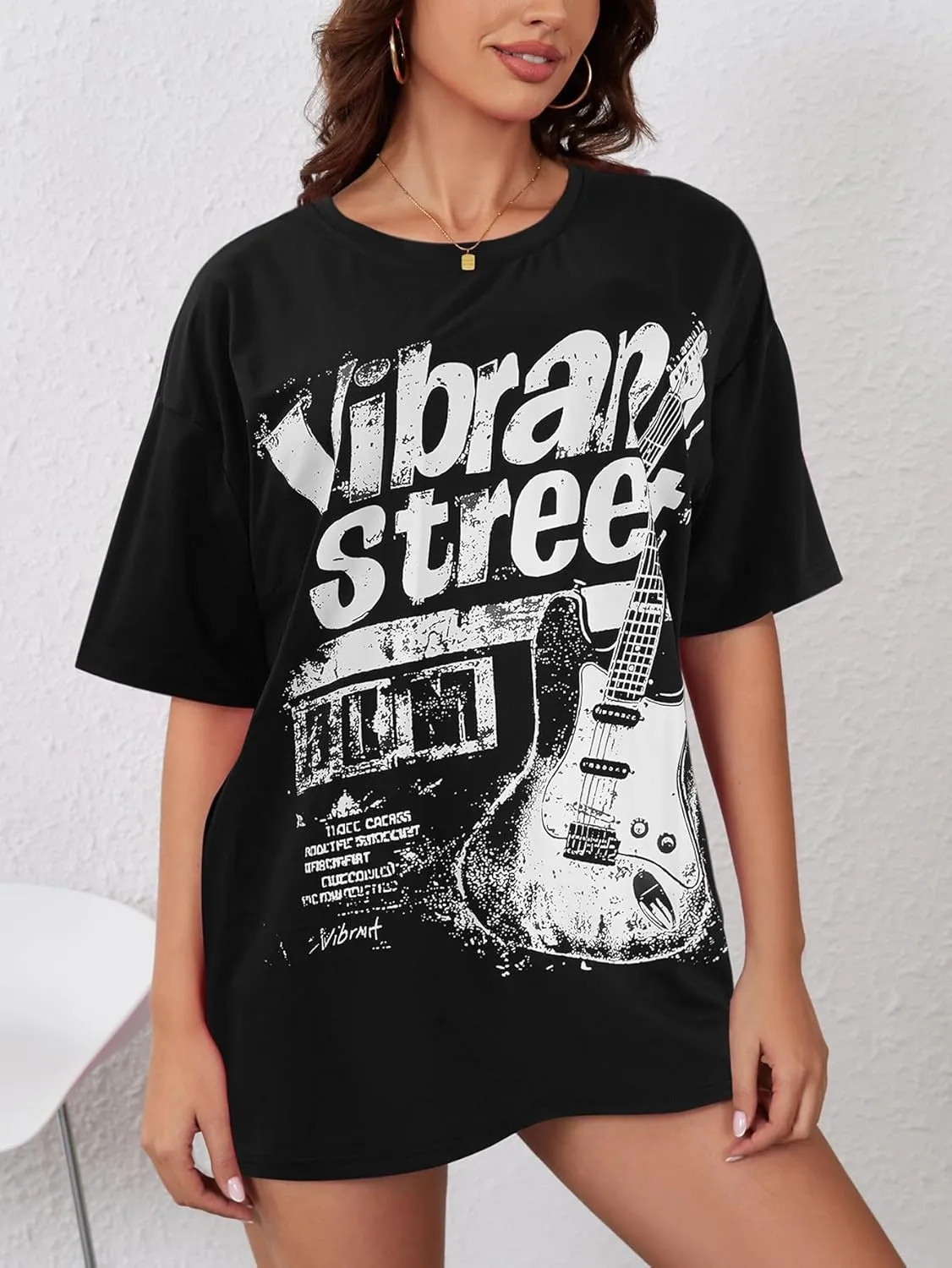 YIJIU Women's Graphic Oversized T Shirts Letter Print Short Sleeve Loose Casual Summer Tops
