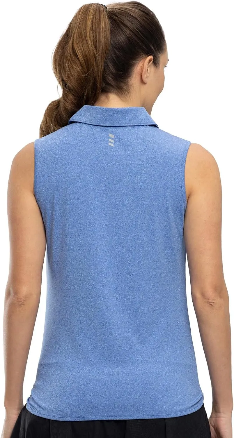 YSENTO Women's Sleeveless Golf Shirts Tops Clothes Collared 1/4 Zip Quick Dry Tennis Polo Shirts Apparel