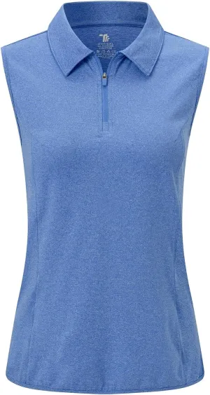 YSENTO Women's Sleeveless Golf Shirts Tops Clothes Collared 1/4 Zip Quick Dry Tennis Polo Shirts Apparel
