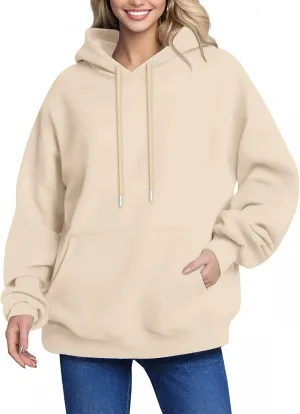 YUTANRAL Hoodies for Women Trendy Solid Color Long Sleeve Tops Womens Fashion Oversized Sweatshirt Pullover With Pocket