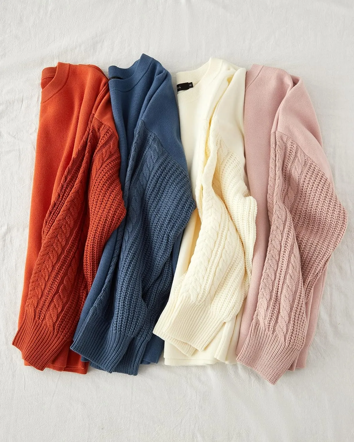 ZESICA Women's Fall Long Sleeve Crew Neck Solid Color Cable Knit Chunky Casual Oversized Pullover Sweater Tops
