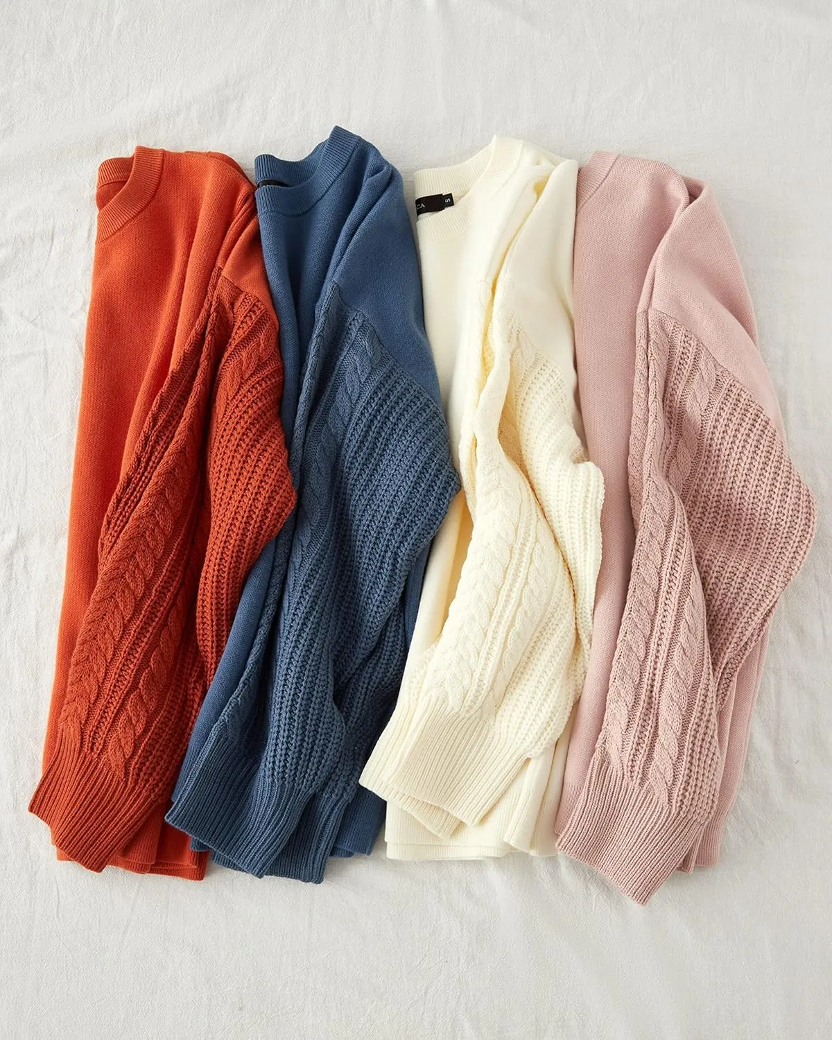 ZESICA Women's Fall Long Sleeve Crew Neck Solid Color Cable Knit Chunky Casual Oversized Pullover Sweater Tops