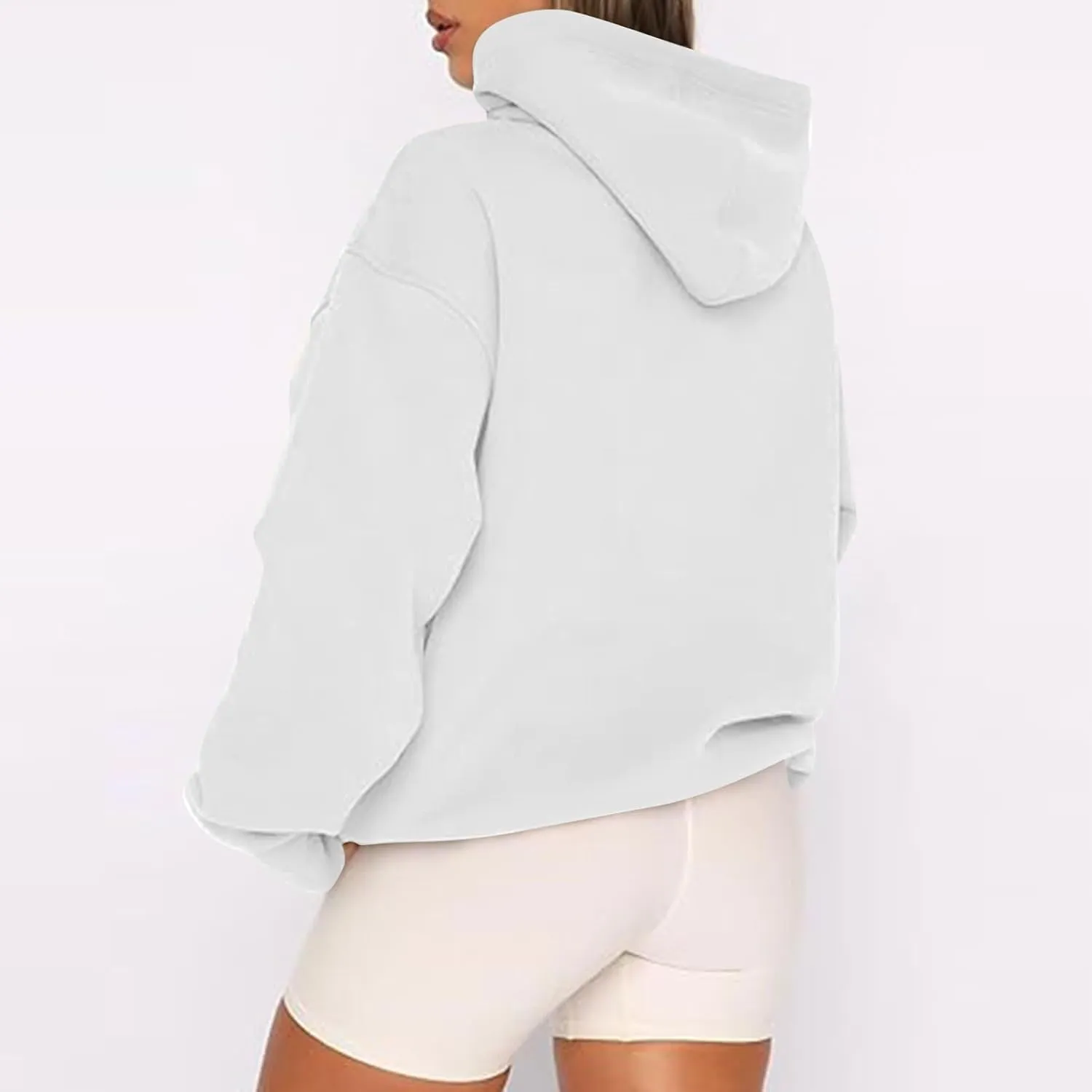 Zip Up Hoodie Women Oversized Fleece Jacket Drawstring Cute Hoodies Y2k Lightweight Fall Sweatshirts with Pockets