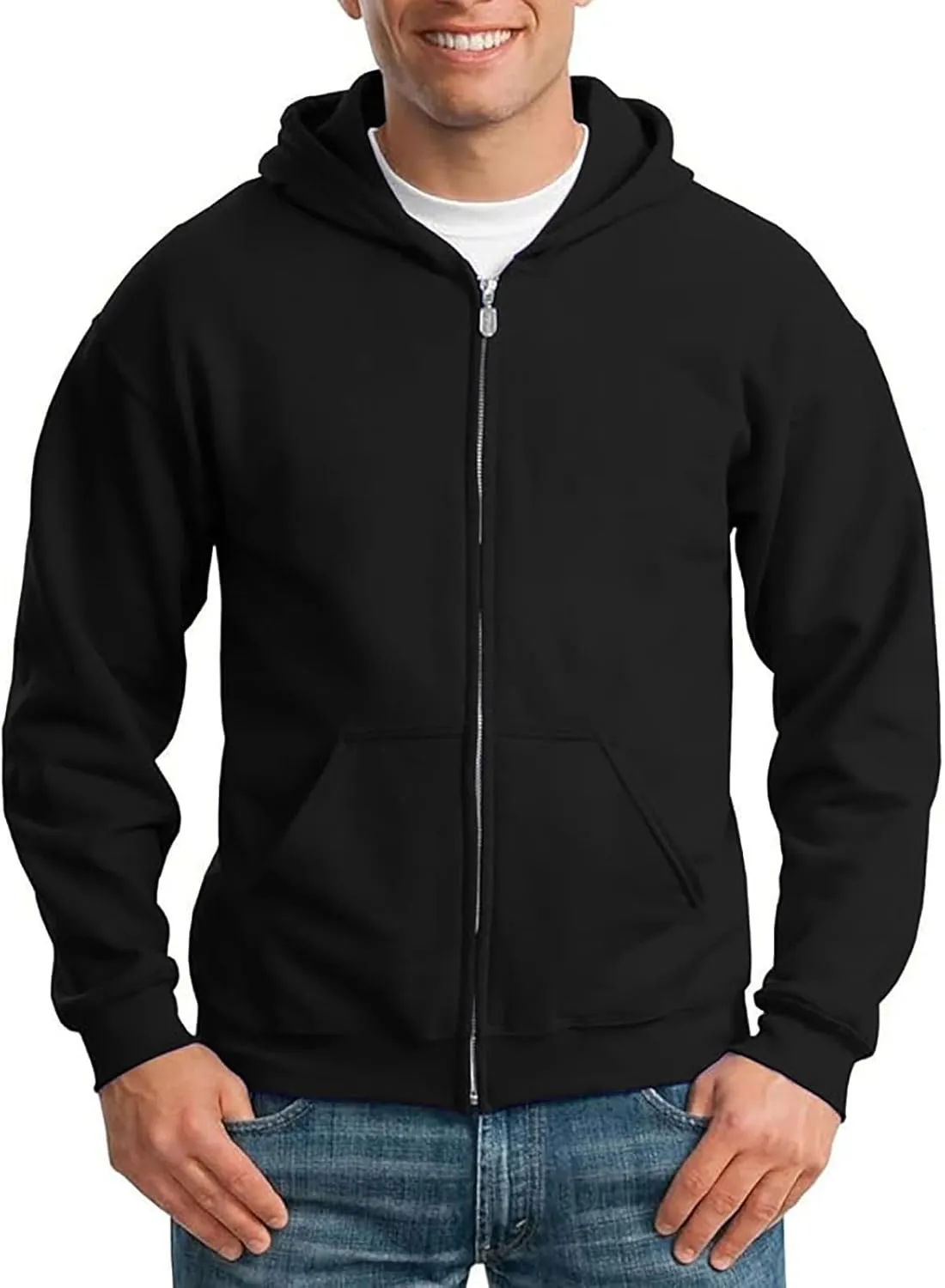 Zip Up Hoodies for Men Heavyweight Long Sleeve Pullover Solid Color with Pockets Hooded Fall and Winter Tops 2024
