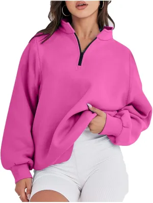 Zip Up Hoodies For Women Oversized Long Sleeve Crop Sweatshirt Quarter Zip Pullover Tops Fall Fashion Clothes 2023