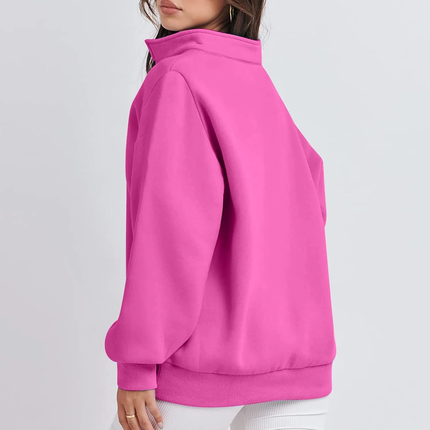 Zip Up Hoodies For Women Oversized Long Sleeve Crop Sweatshirt Quarter Zip Pullover Tops Fall Fashion Clothes 2023