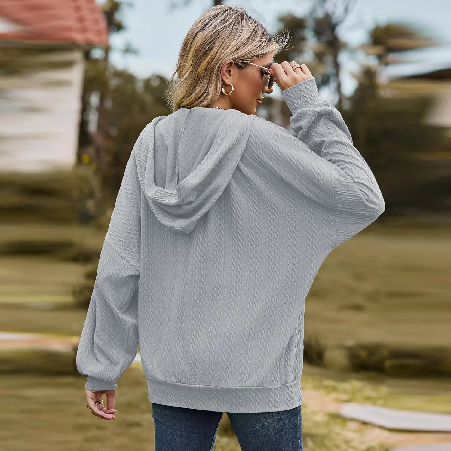 Zip Up Hoodies For Women Oversized Sweatshirts Fleece Jackets Casual Comfy Fashion Outfits 2024 Fall Winter Clothes