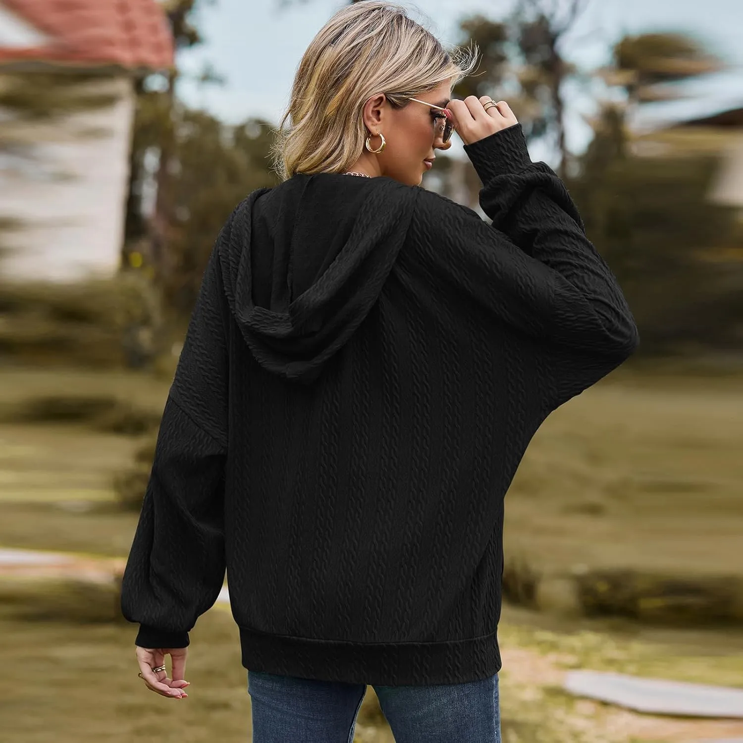 Zip Up Hoodies For Women Oversized Sweatshirts Fleece Jackets Casual Comfy Fashion Outfits 2024 Fall Winter Clothes