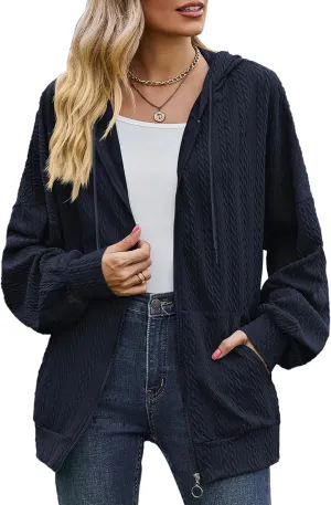 Zip Up Hoodies For Women Oversized Sweatshirts Fleece Jackets Casual Comfy Fashion Outfits 2024 Fall Winter Clothes