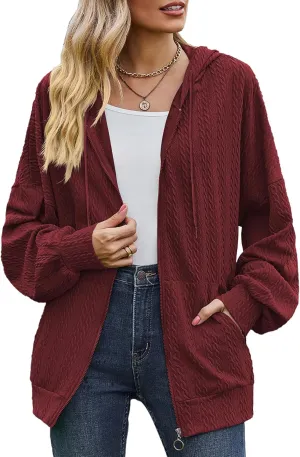 Zip Up Hoodies For Women Oversized Sweatshirts Fleece Jackets Casual Comfy Fashion Outfits 2024 Fall Winter Clothes