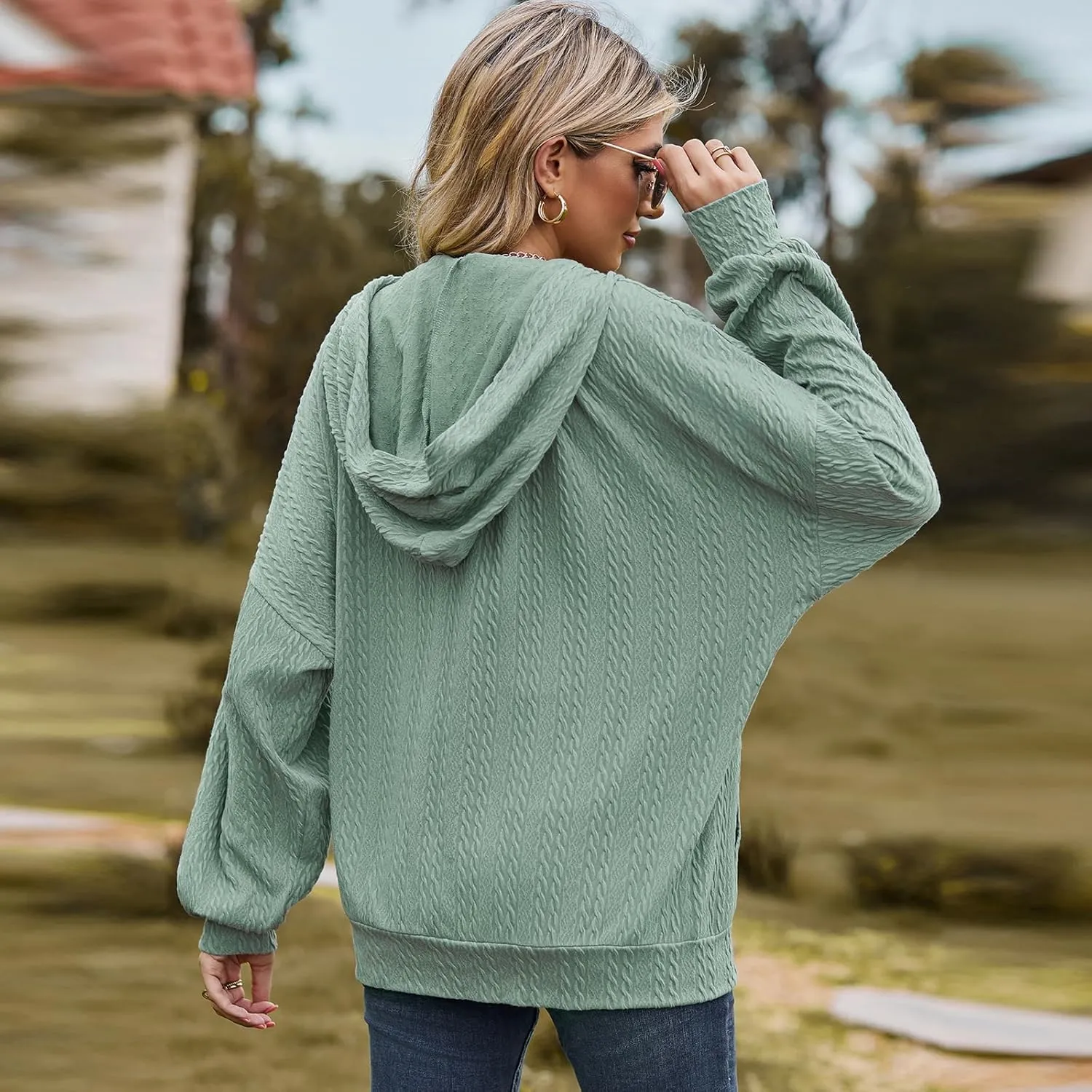 Zip Up Hoodies For Women Oversized Sweatshirts Fleece Jackets Casual Comfy Fashion Outfits 2024 Fall Winter Clothes